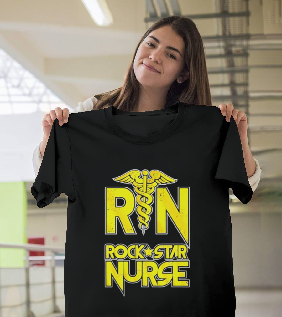 RN Rock Star Nurse Medical Professional Caduceus T-Shirt