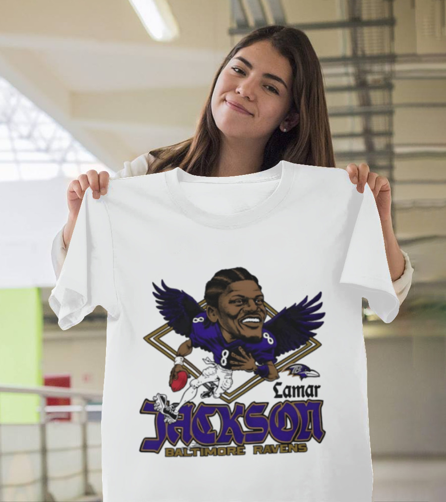 Lamar Jackson Baltimore Ravens Caricature T-Shirt