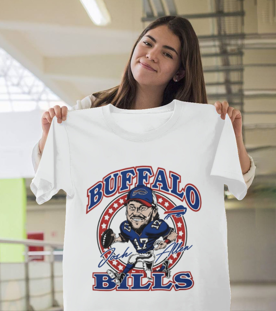 Buffalo Bills Josh Allen Caricature Player Signature 17 T-Shirt