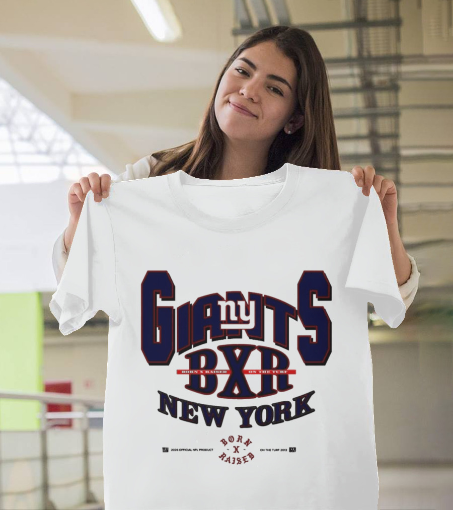 New York Giants BXR Born X Raised On The Turf Football T-Shirt