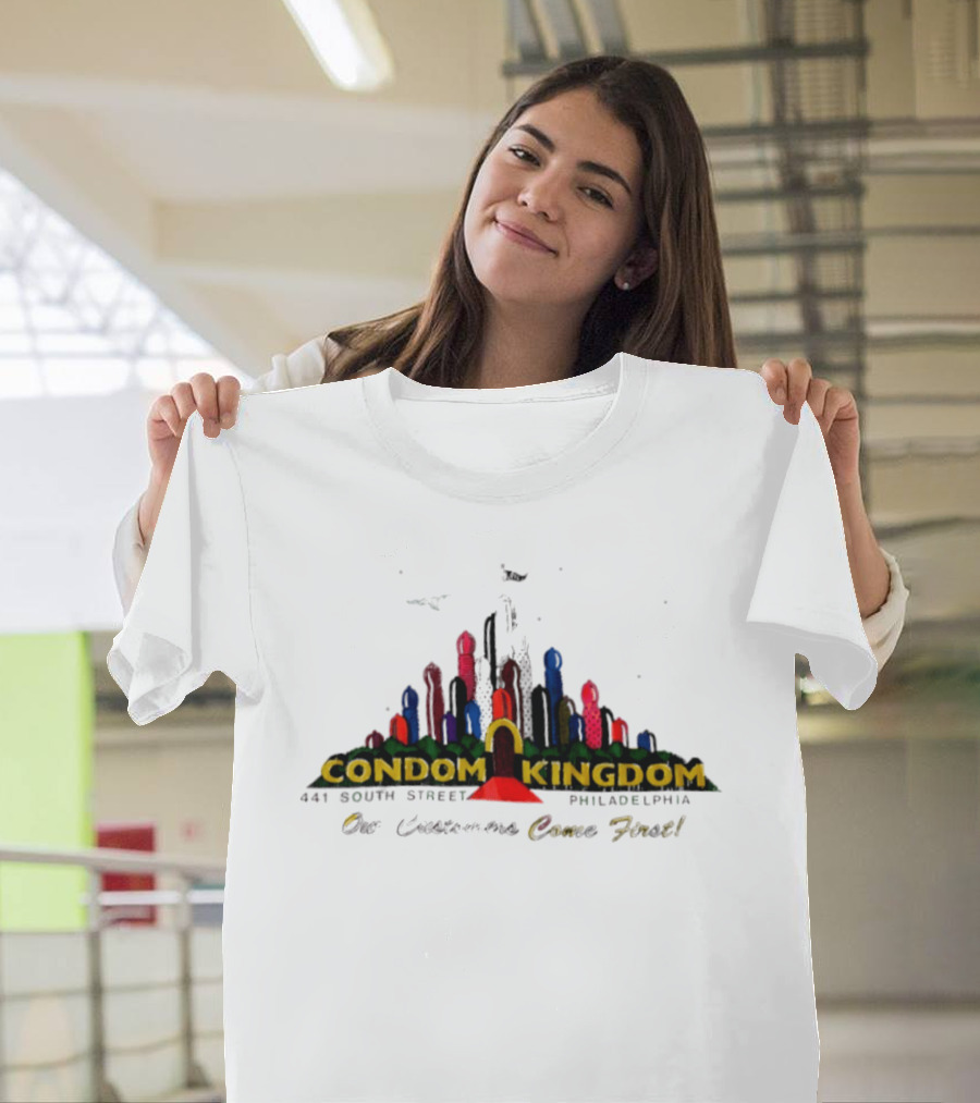 Condom Kingdom 441 South Street Philadelphia Our Customers Come First Skyline T-Shirt