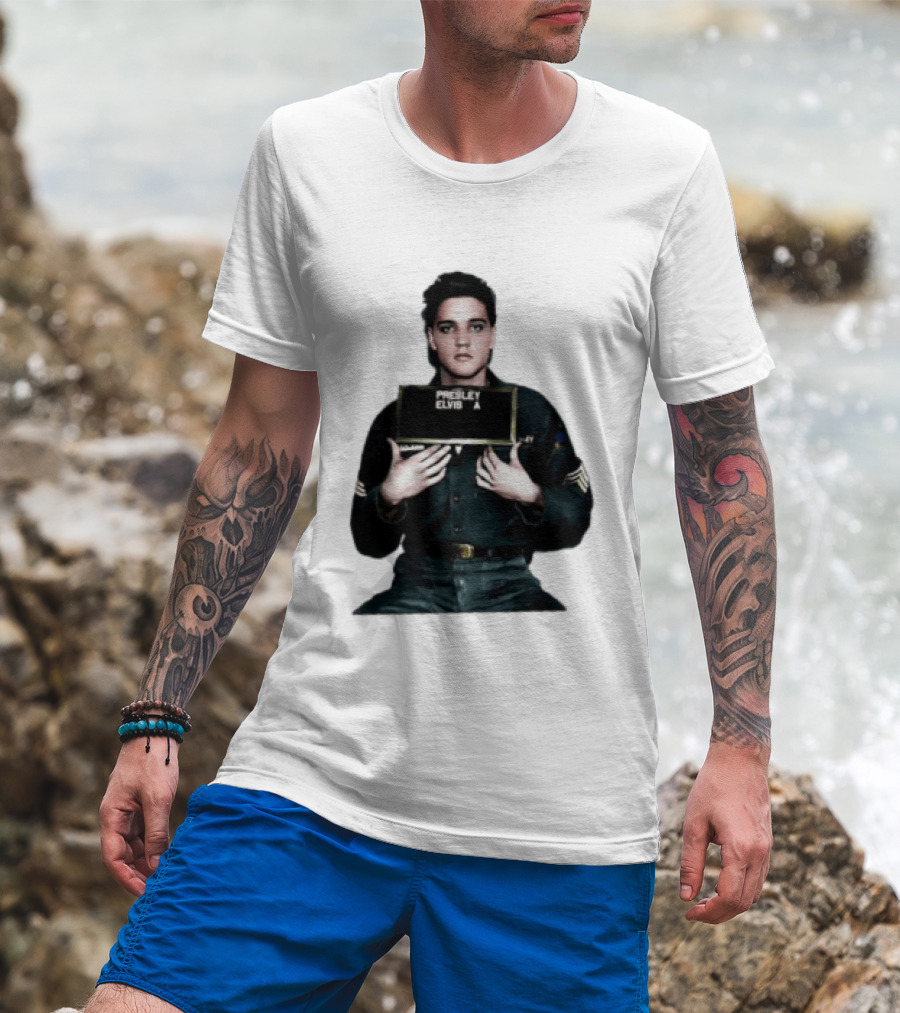 Elvis Presley Army Shot King Of Rock And Roll Iconic Military T-Shirt