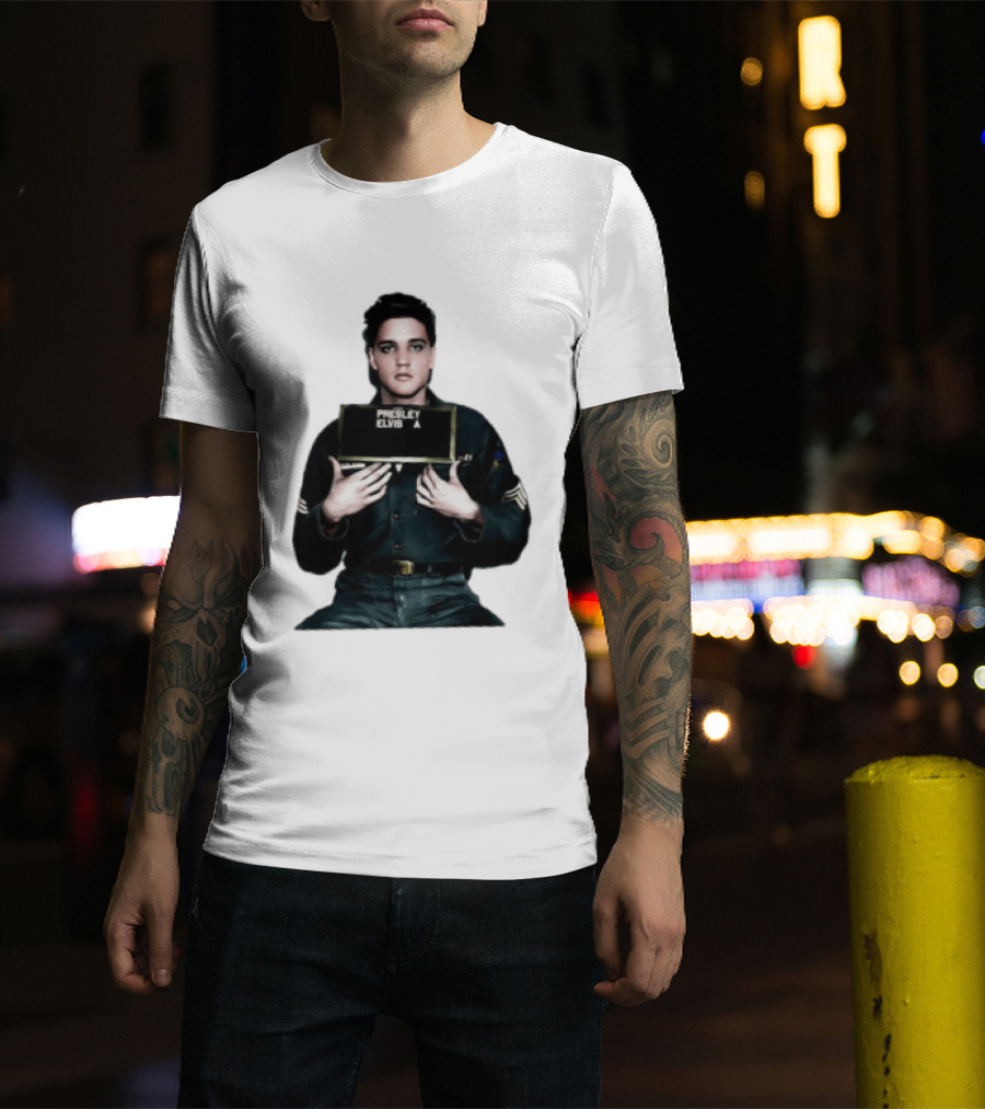 Elvis Presley Army Shot King Of Rock And Roll Iconic Military T-Shirt