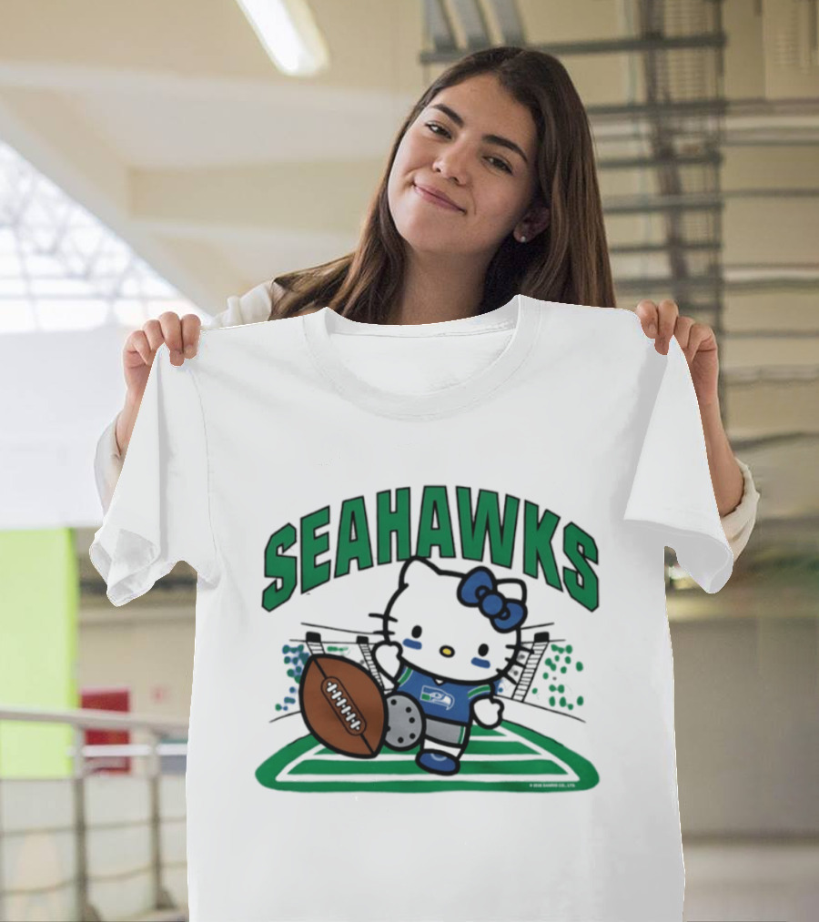 Hello Kitty Seattle Seahawks Football Stadium Kickoff T-Shirt