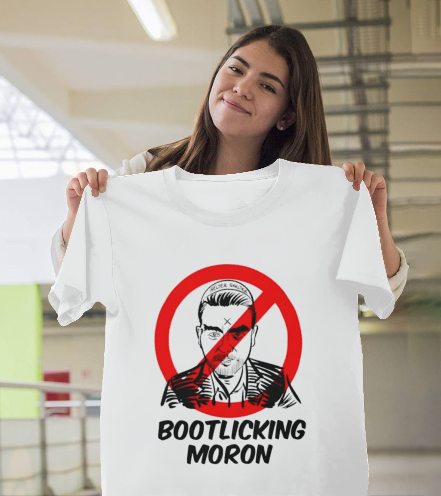 Helter Skelter Bootlicking Moron Red Circle Crossed Out Brian Walsby T-Shirt