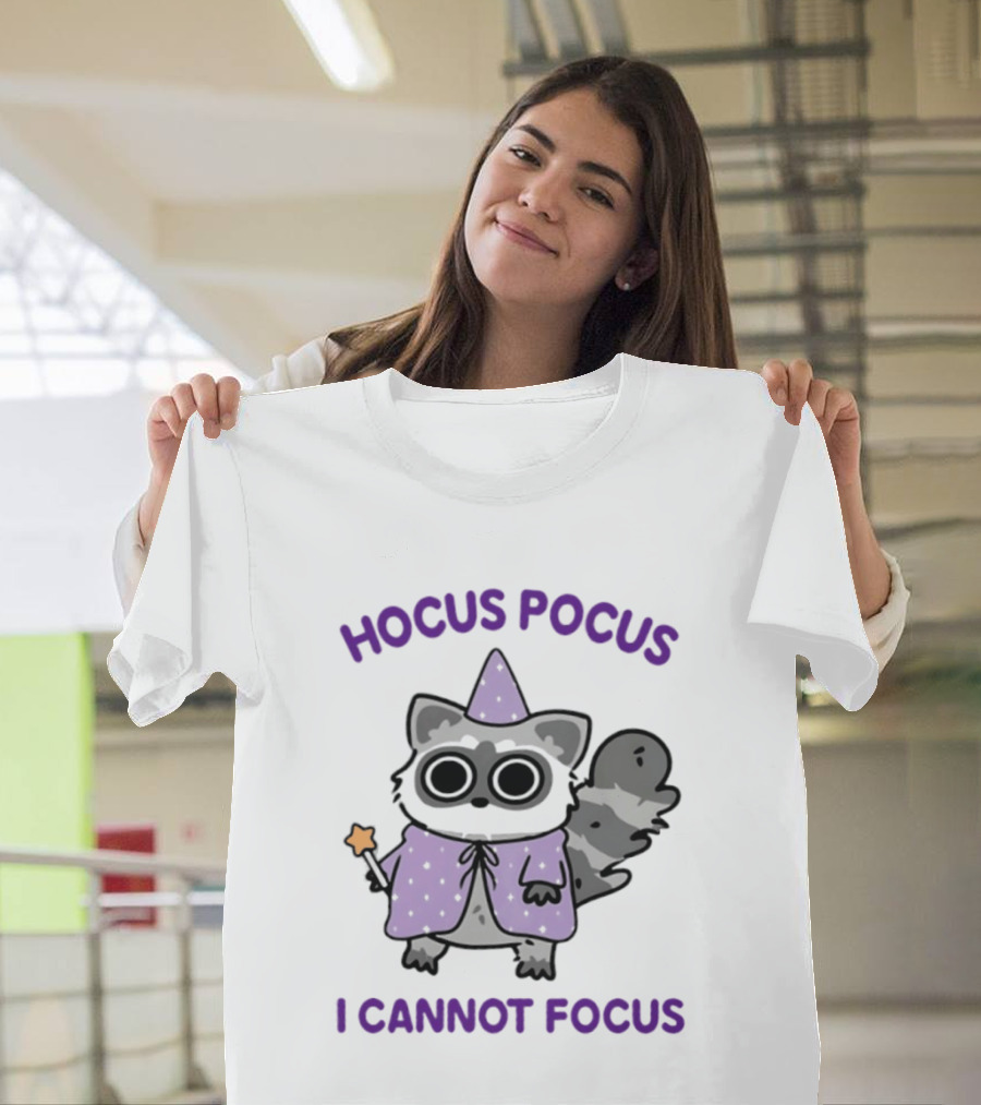 Hocus Pocus I Cannot Focus Raccoon Wizard Magic Costume T-Shirt