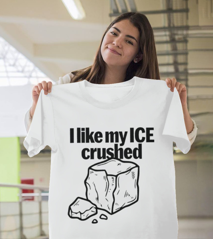 I Like My Ice Crushed Funny Cool Pun Graphic Block Drawing T-Shirt