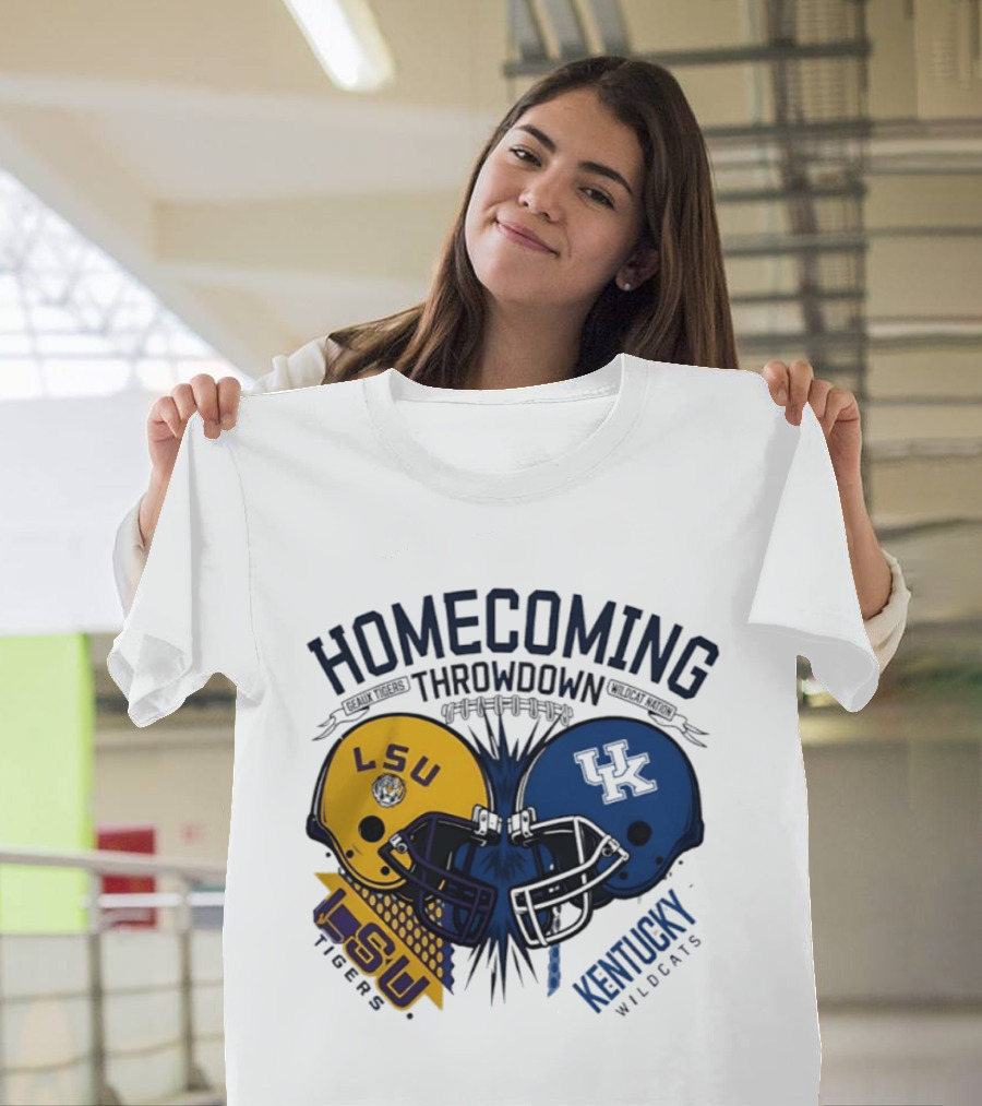LSU Tigers Vs Kentucky Wildcats Football Homecoming Throwdown October 10 2026 Helmet Clash T-Shirt
