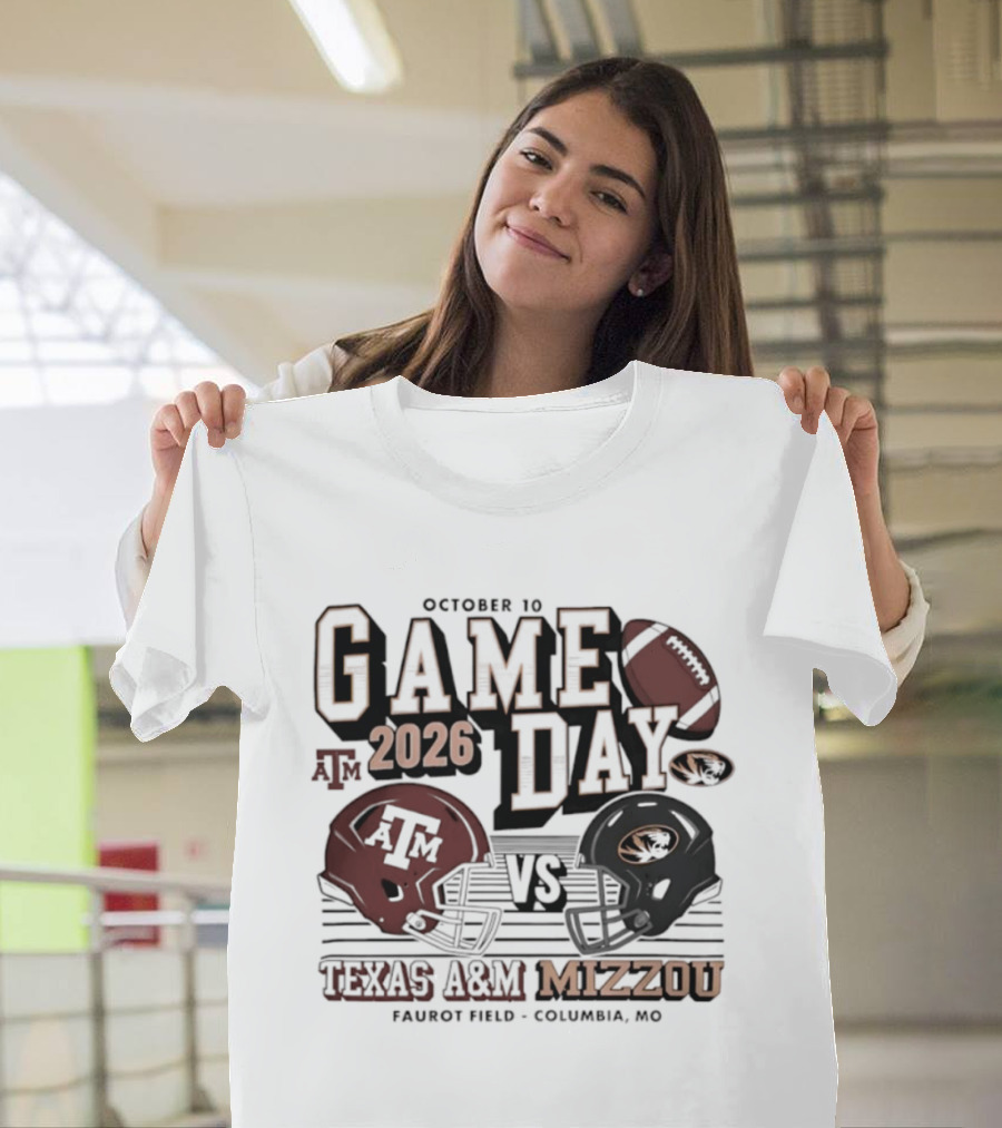 October 10 2026 Gameday Texas A&M Vs Mizzou Football Helmets Columbia MO T-Shirt