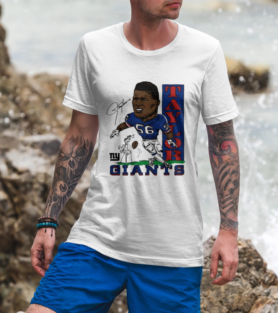 New York Giants Lawrence Taylor 56 Caricature Player T-Shirt