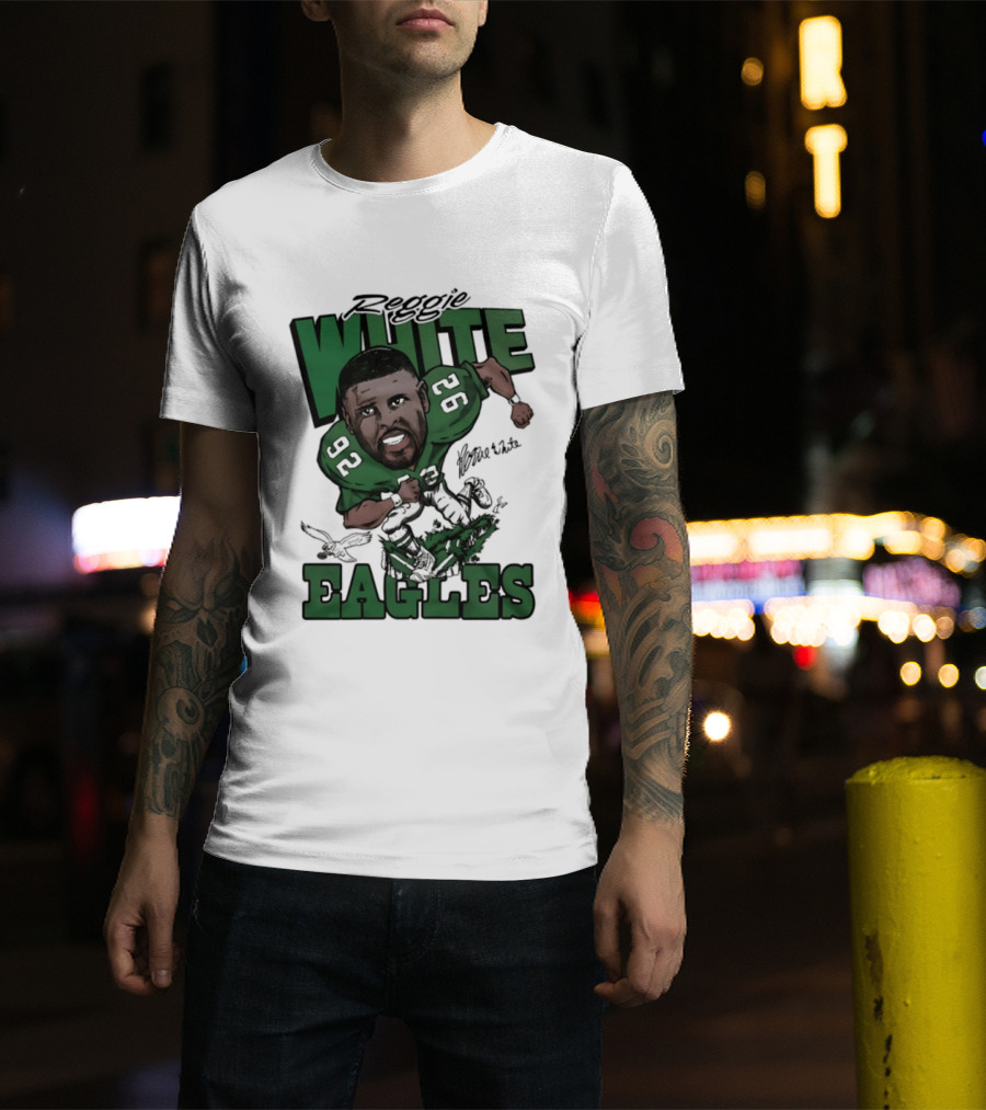 Philadelphia Eagles Reggie White 92 Player Caricature T-Shirt
