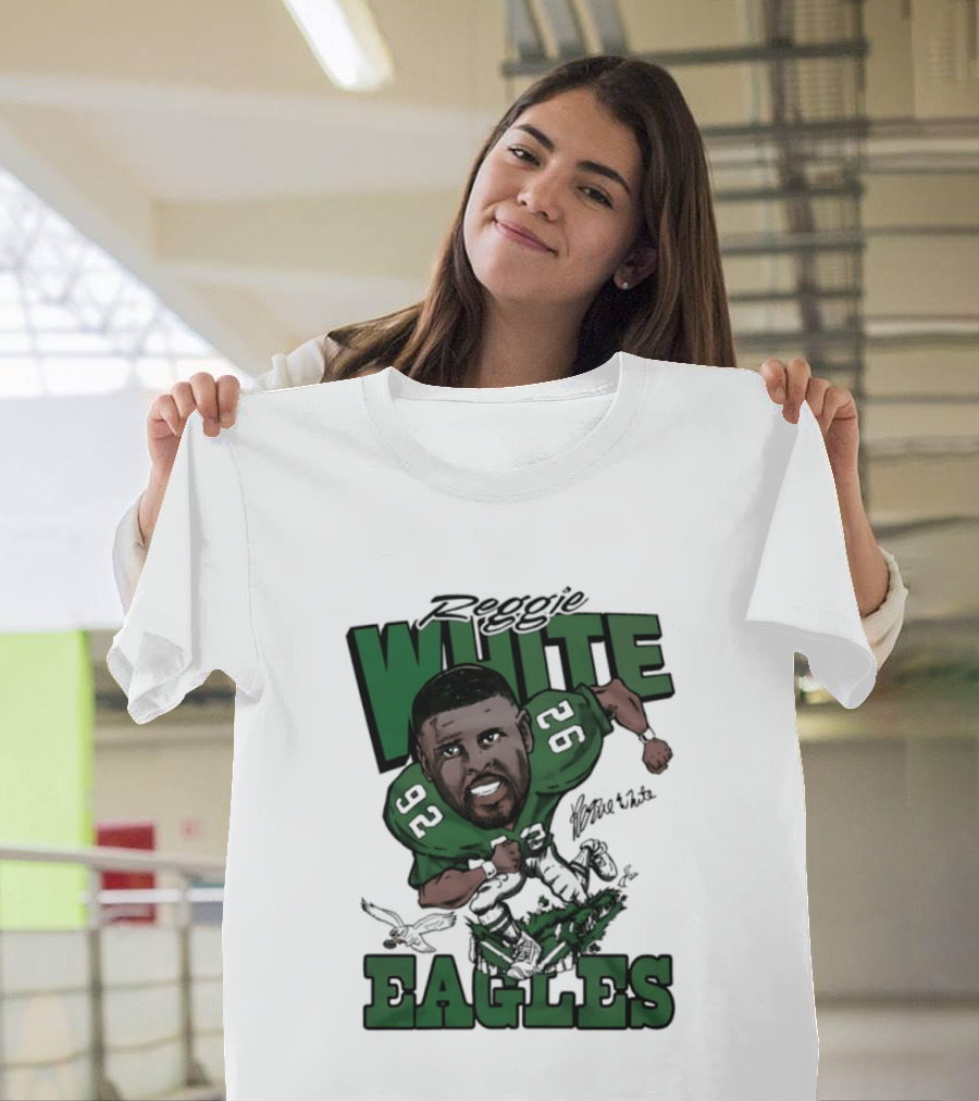 Philadelphia Eagles Reggie White 92 Player Caricature T-Shirt