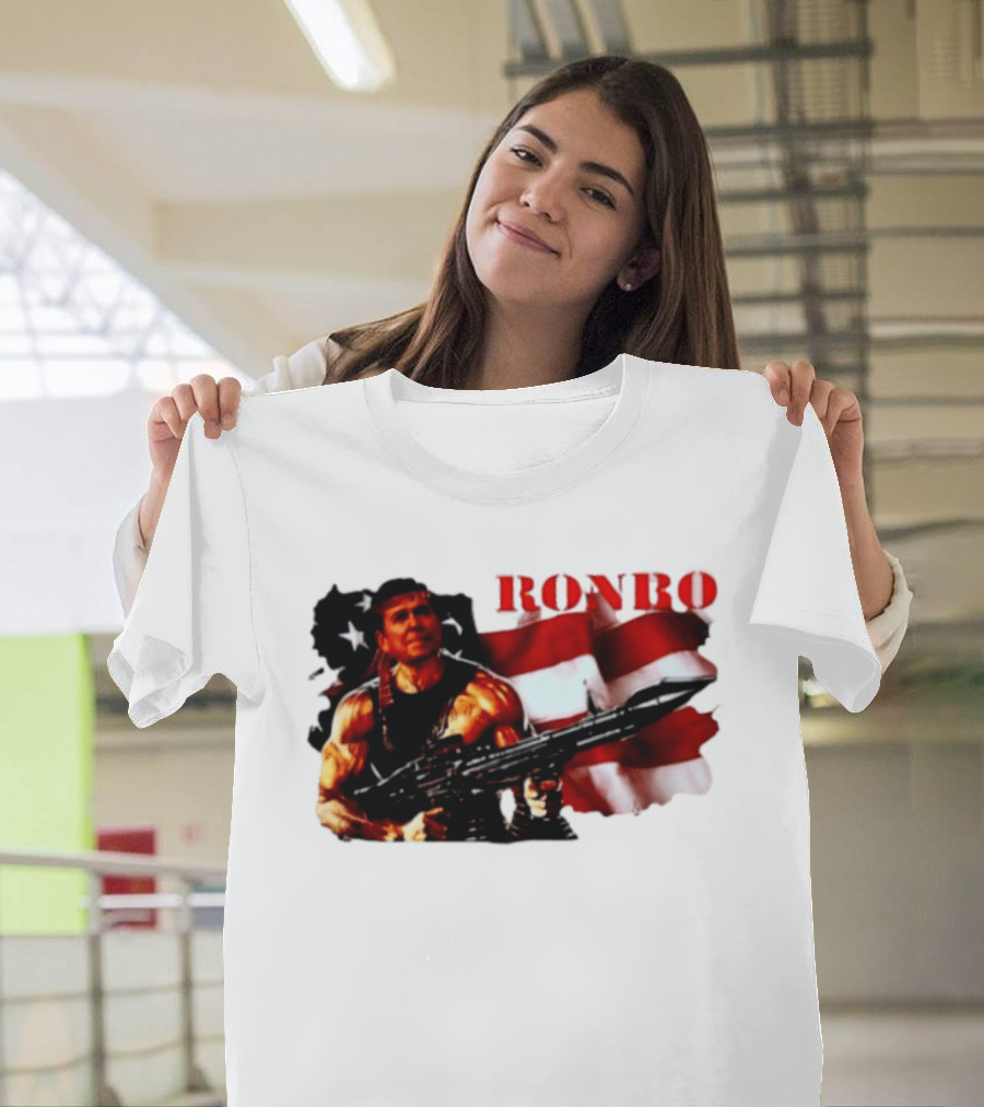 Ronbo Ronald Reagan Rambo With American Flag 80s President T-Shirt