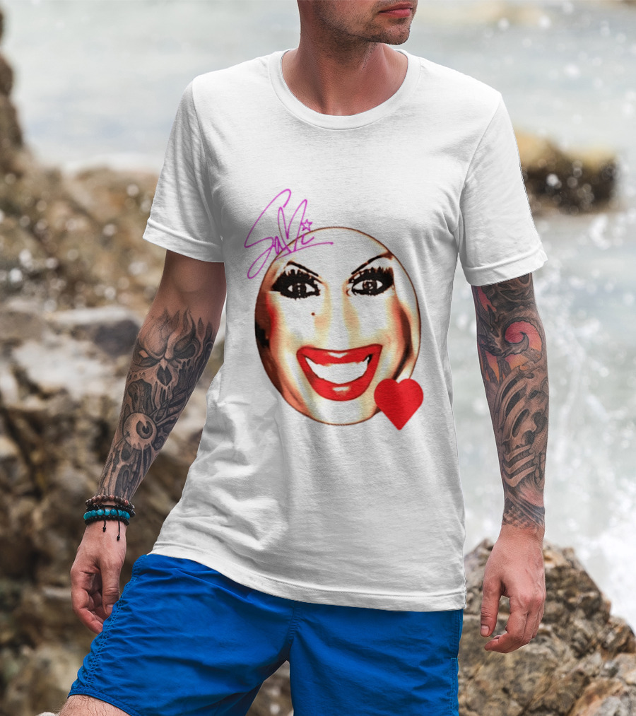 Sami Landri Big Face Heart Signature Red Lips T-Shirt