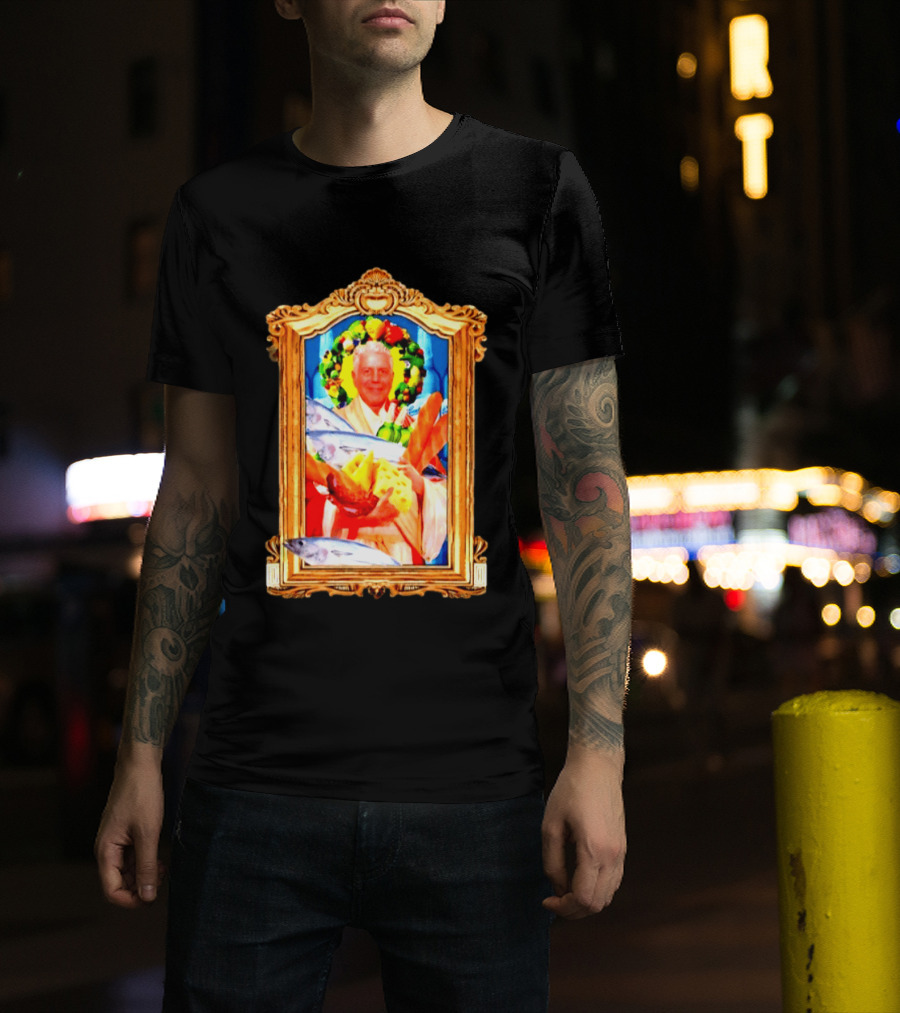 Anthony Bourdain Saint Of Food Chef Icon With Culinary Halo T-Shirt