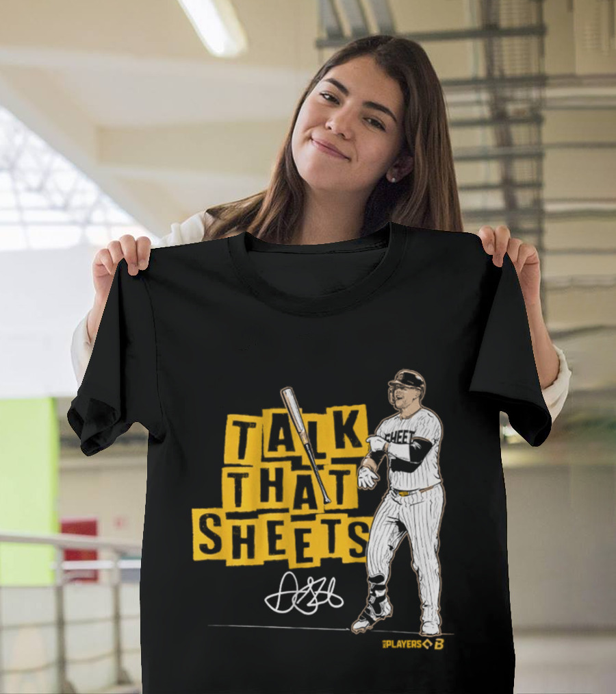 Gavin Sheets Talk That Sheets Baseball Player Yellow Block Lettering T-Shirt