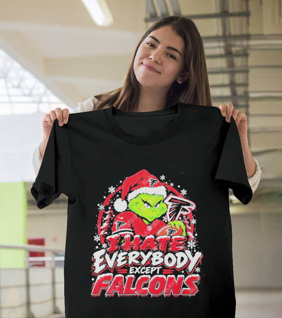 Atlanta Falcons Grinch I Hate Everybody Except Falcons Fans Christmas Holiday T-Shirt