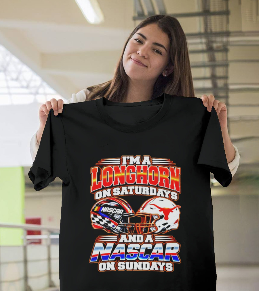 Longhorns On Saturdays NASCAR On Sundays Helmets Longhorns Texas T-Shirt