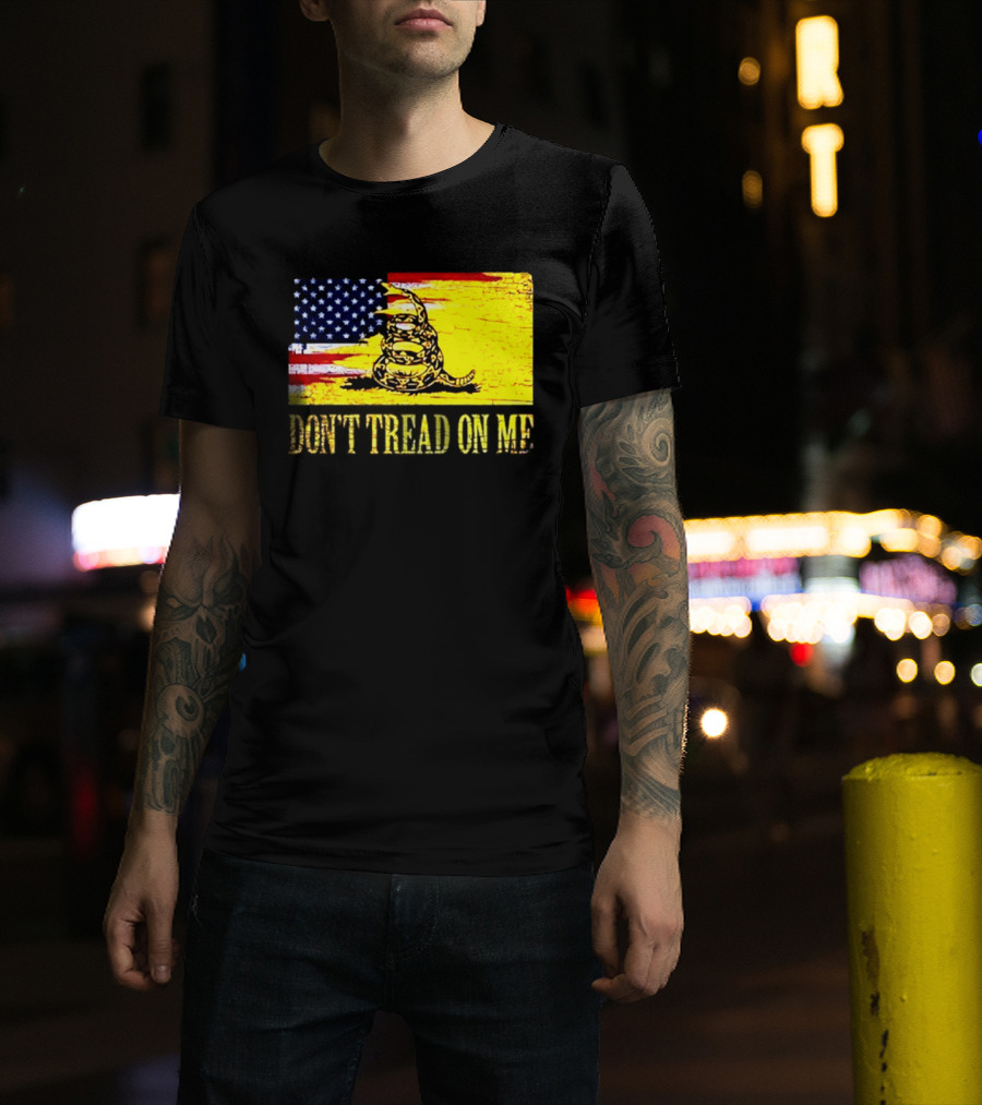 American Flag And Gadsden Snake Don't Tread On Me T-Shirt