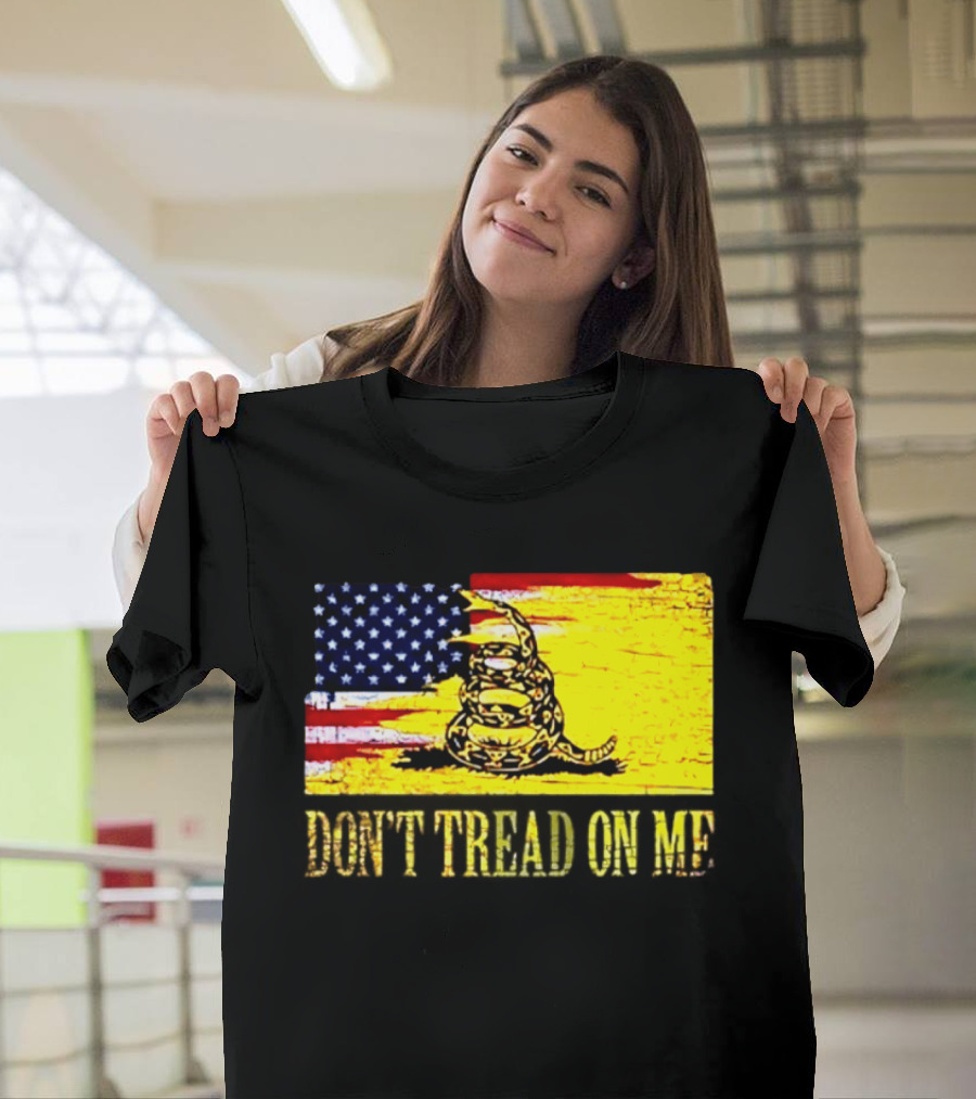 American Flag And Gadsden Snake Don't Tread On Me T-Shirt
