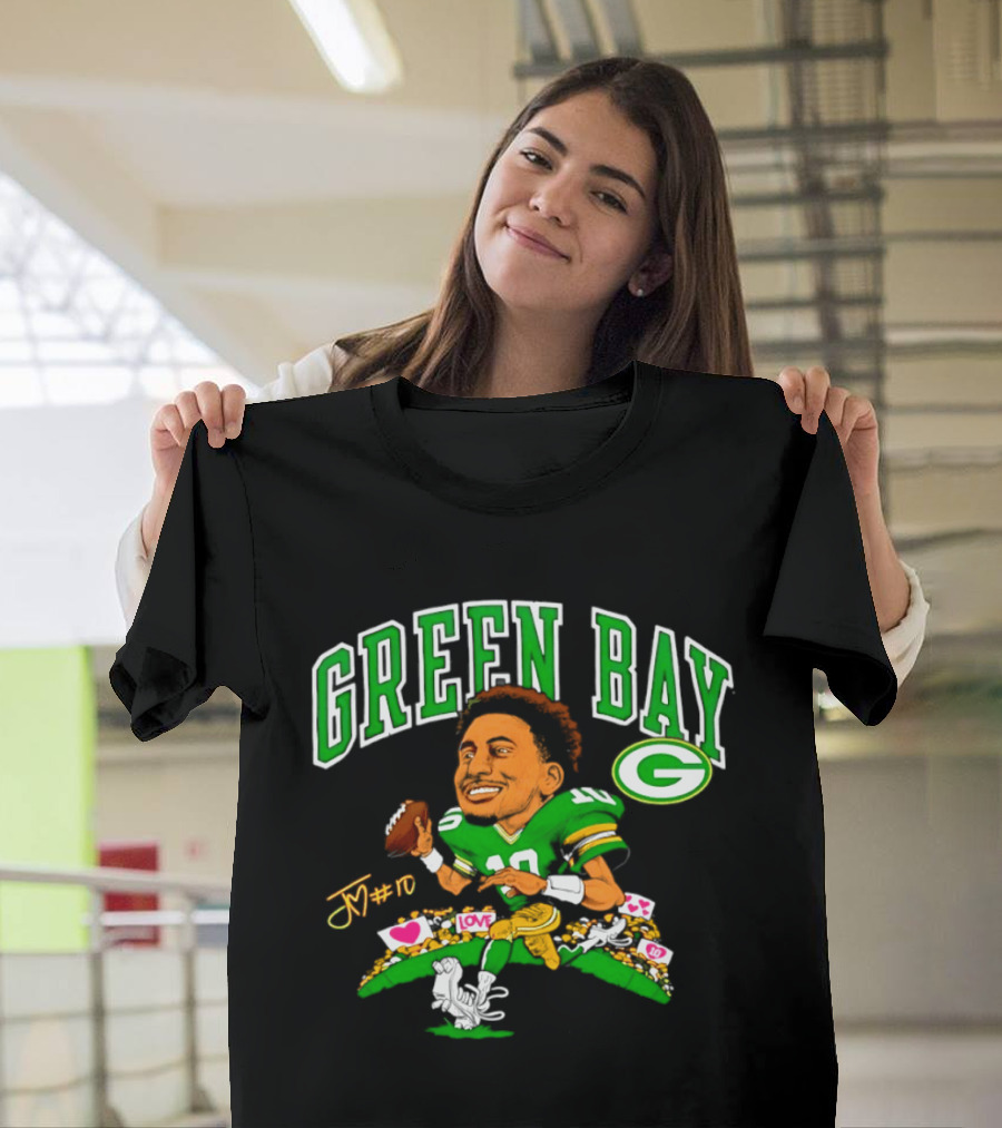 Jordan Love Green Bay Packers Caricature Playing Cards 2026 T-Shirt