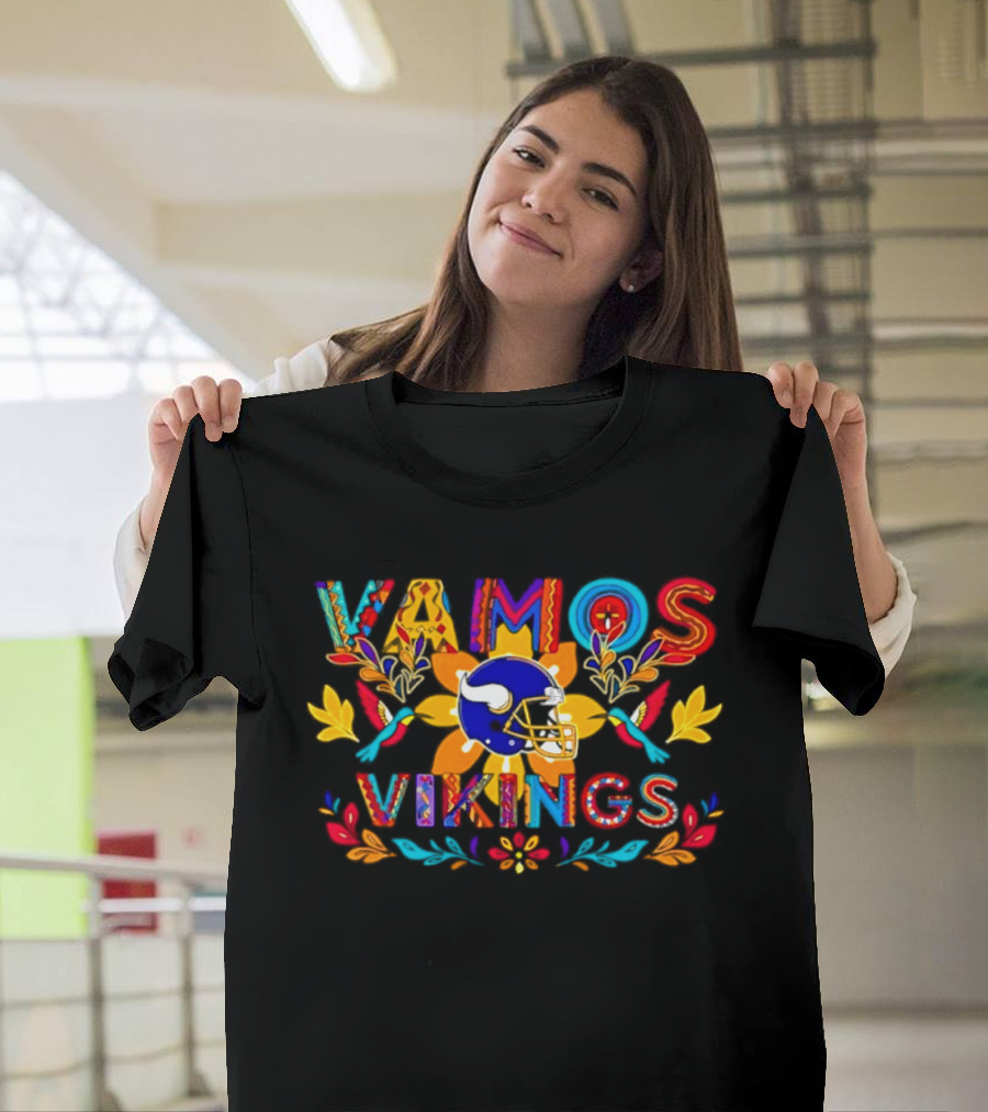 Minnesota Vikings Vamos Vikings Franklin Helmet Floral 2026 T-Shirt