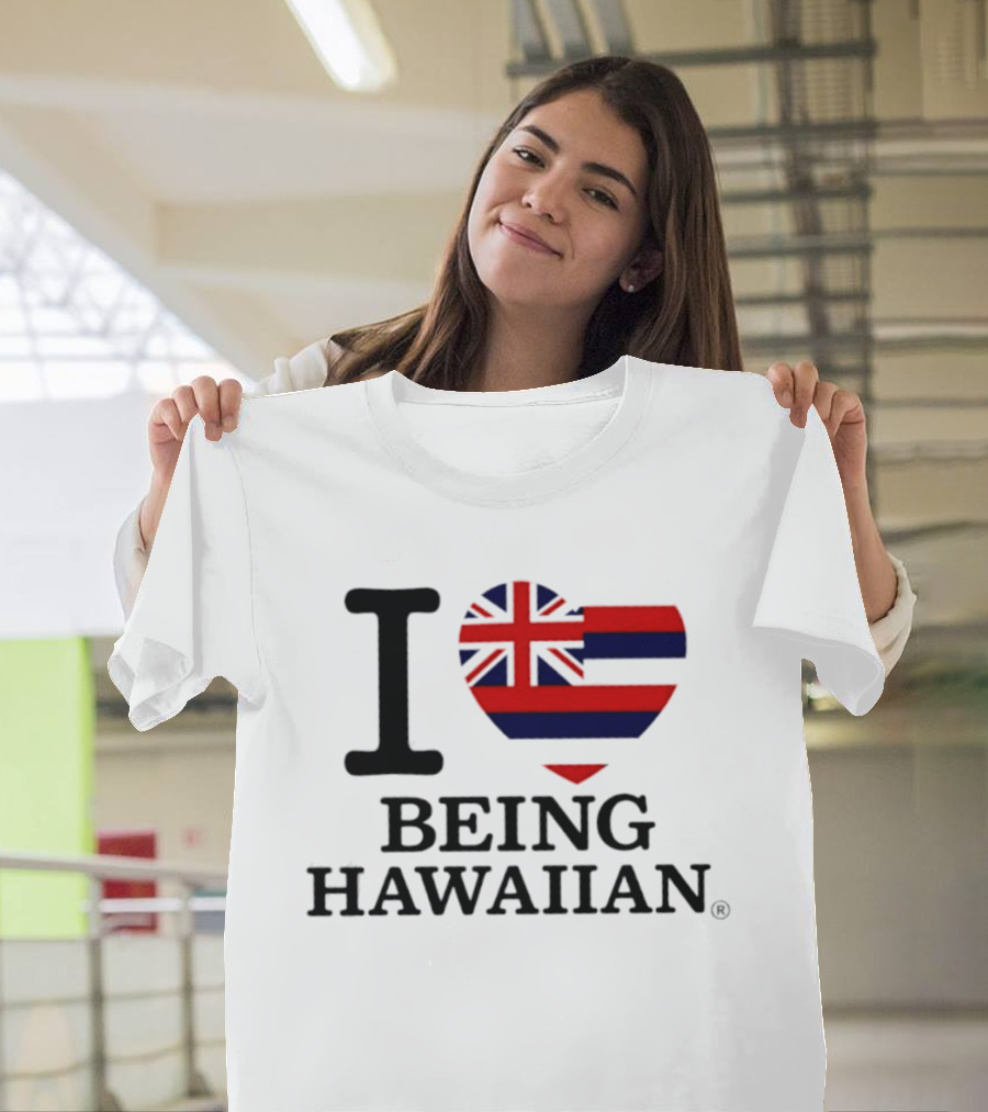 I Heart Hawaiian Flag Being Hawaiian Mashup T-Shirt
