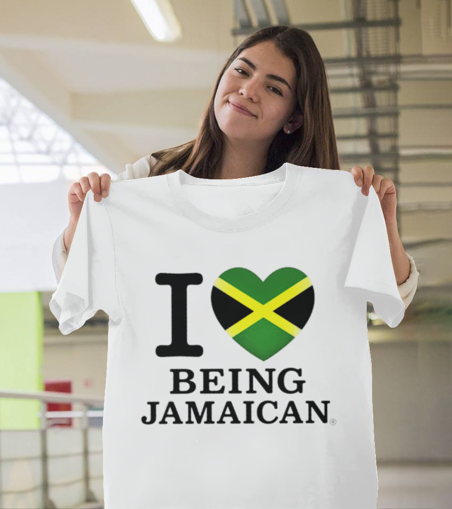 I Love Being Jamaican Flag Heart T-Shirt