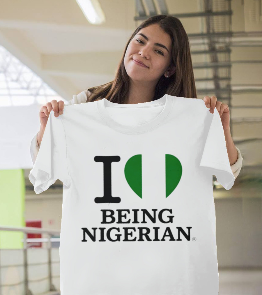 Love Being Nigerian Flag Heart T-Shirt