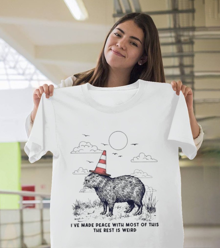 Capybara With Cone Hat Peaceful Yet Weird Scene I've Made Peace With Most Of This T-Shirt