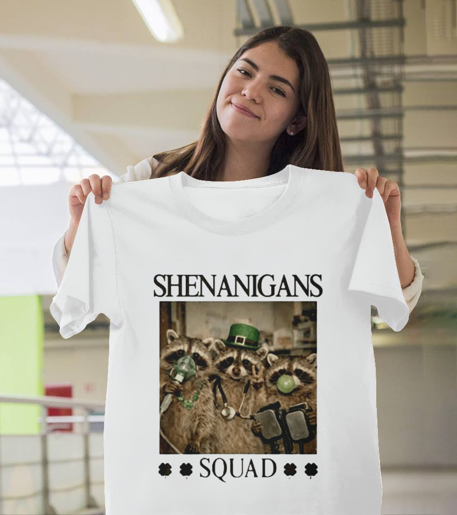 Shenanigans Squad Raccoons Funny Saint Patricks Day T-Shirt