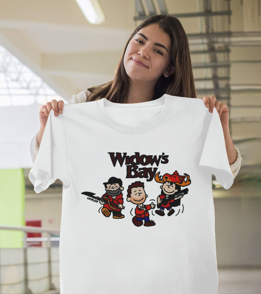 Widow's Bay Cartoon Characters With Bold Outfits And Musical Instruments T-Shirt