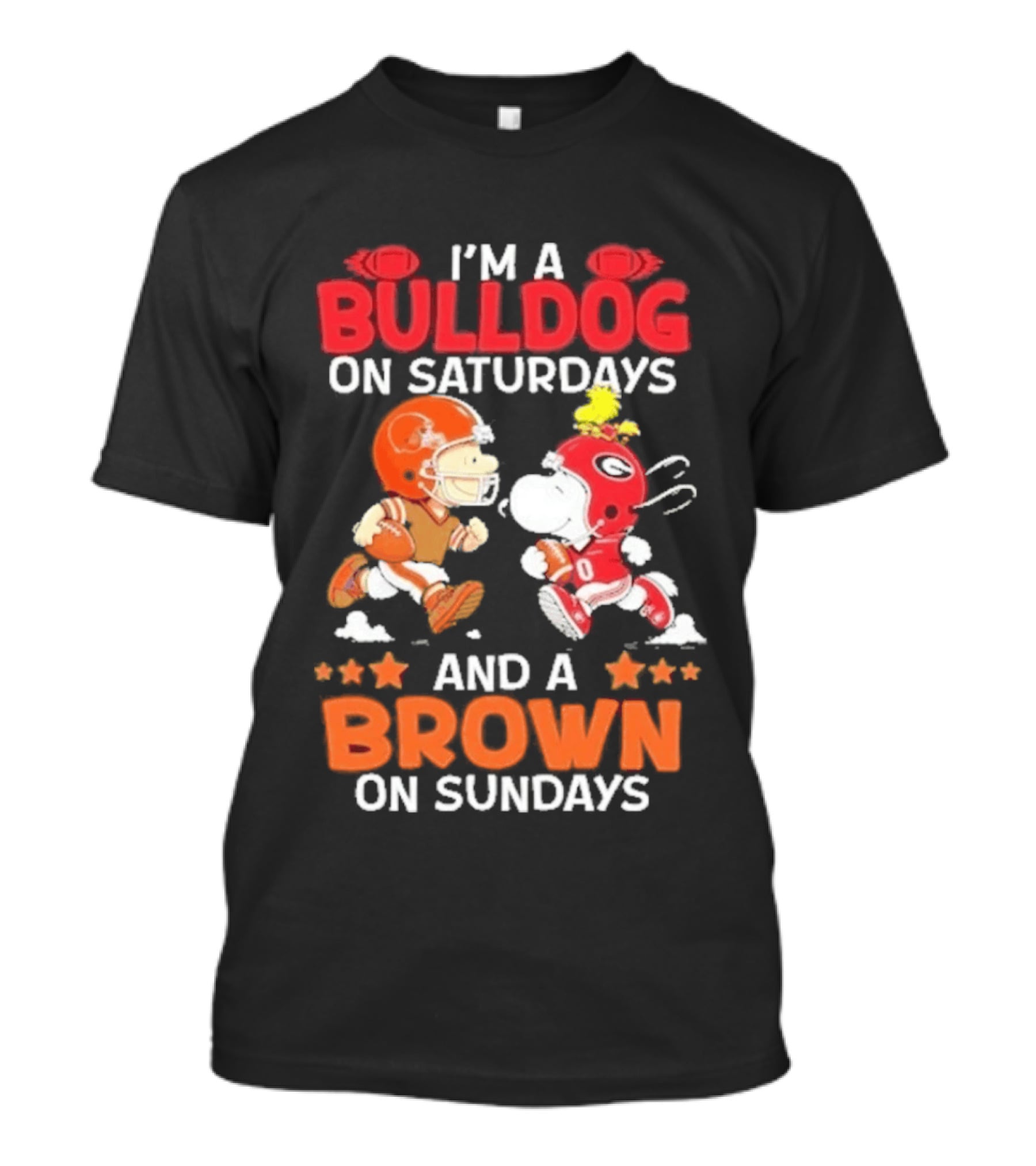 I'm A Bulldog On Saturdays And A Brown On Sundays Football Peanuts Snoopy Woodstock T-Shirt