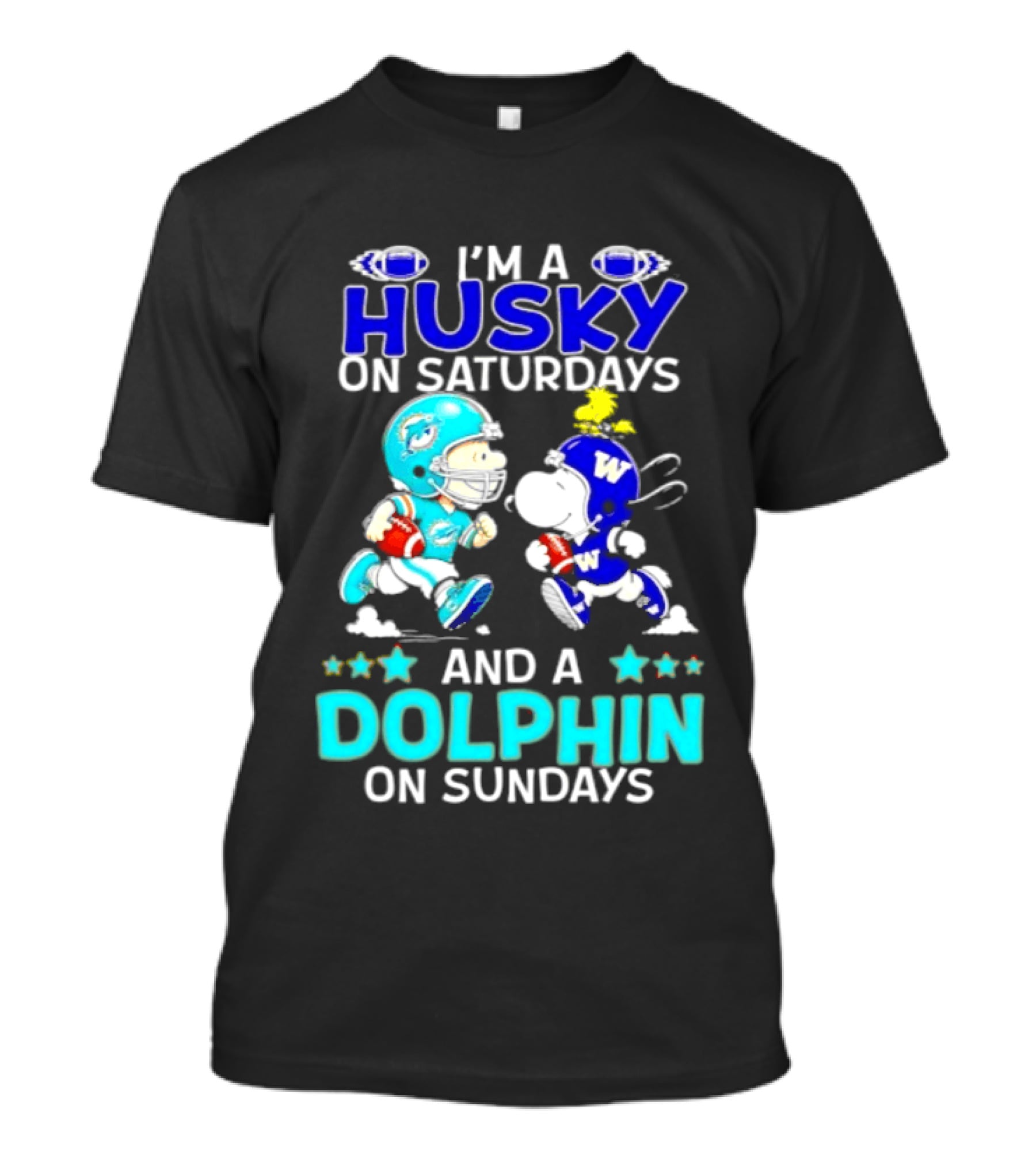 I'm A Husky On Saturdays And A Dolphin On Sundays Peanuts Characters Football T-Shirt