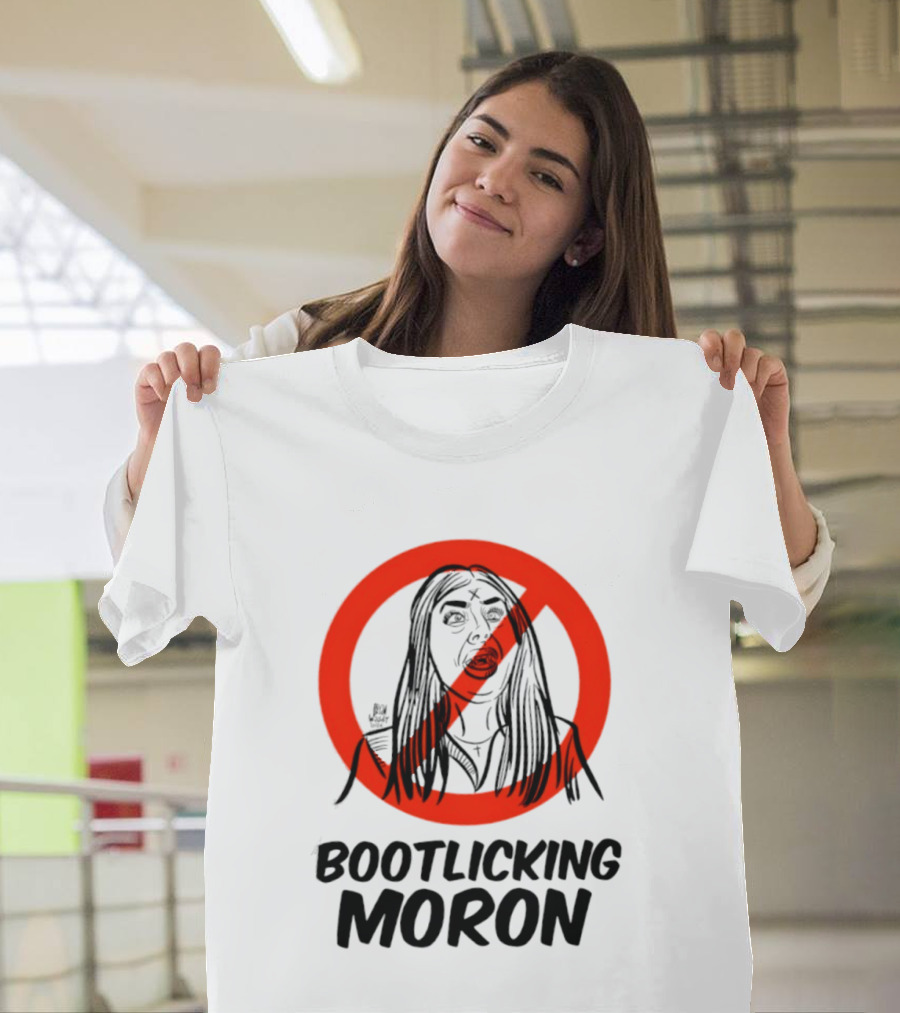 Bootlicking Moron Satire Political Red Circle Cross Line T-Shirt