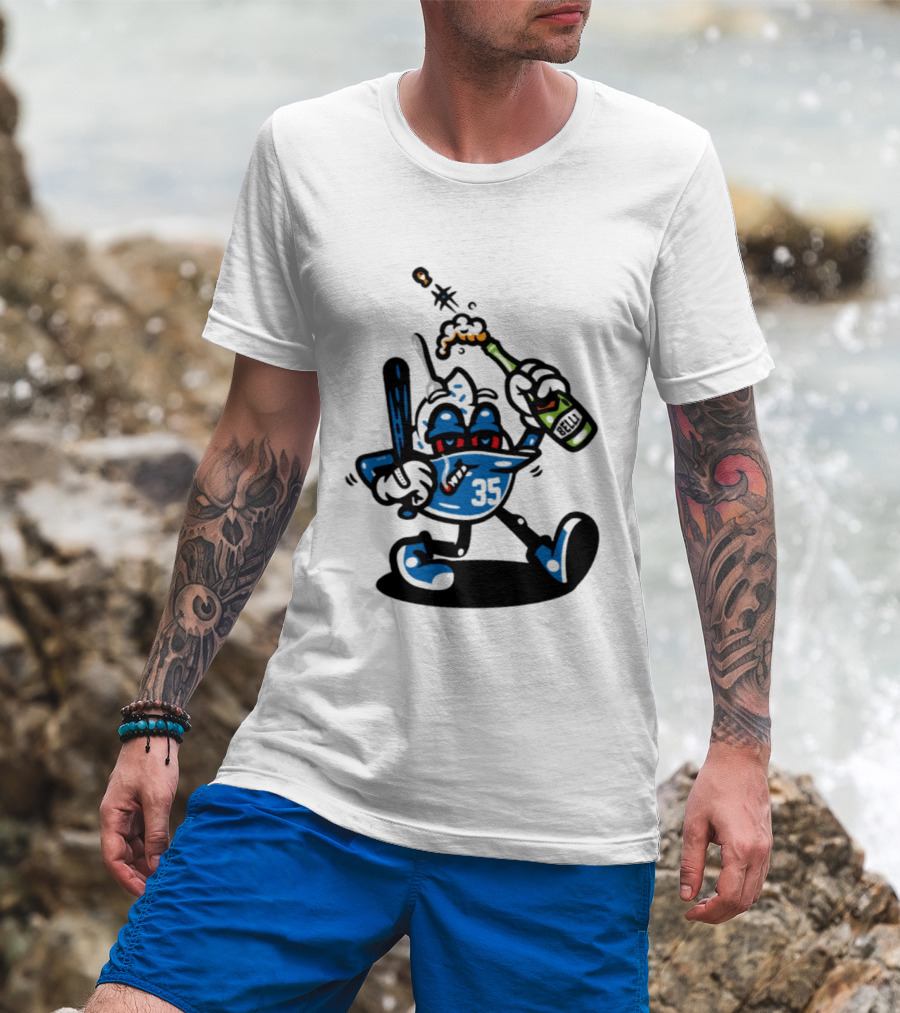 Cody Bellinger 35 Belli Champagne Celebration Baseball Cartoon T-Shirt