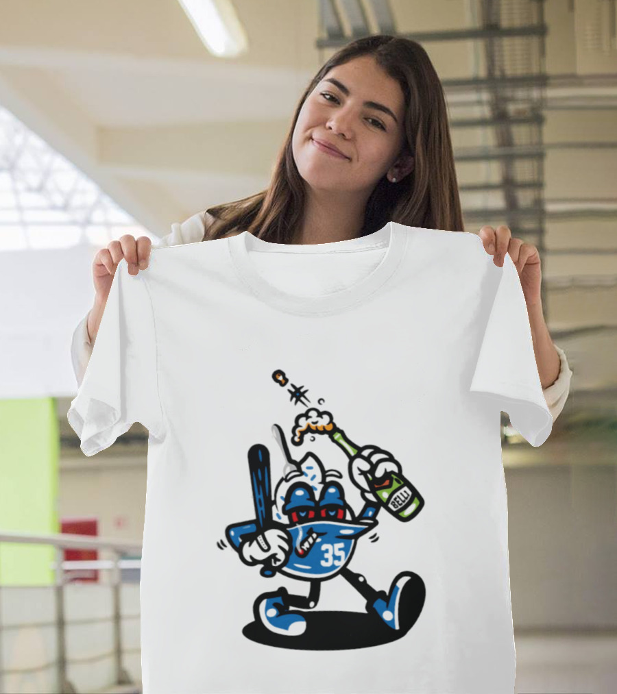 Cody Bellinger 35 Belli Champagne Celebration Baseball Cartoon T-Shirt