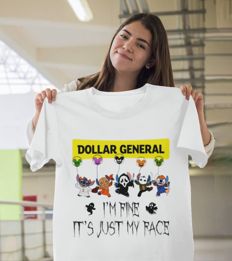 Dollar General Stitch Halloween 2026 I'm Fine It's Just My Face T-Shirt