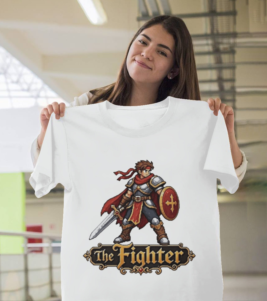 The Fighter Fantasy RPG Pixel Knight Sword And Shield Hero T-Shirt