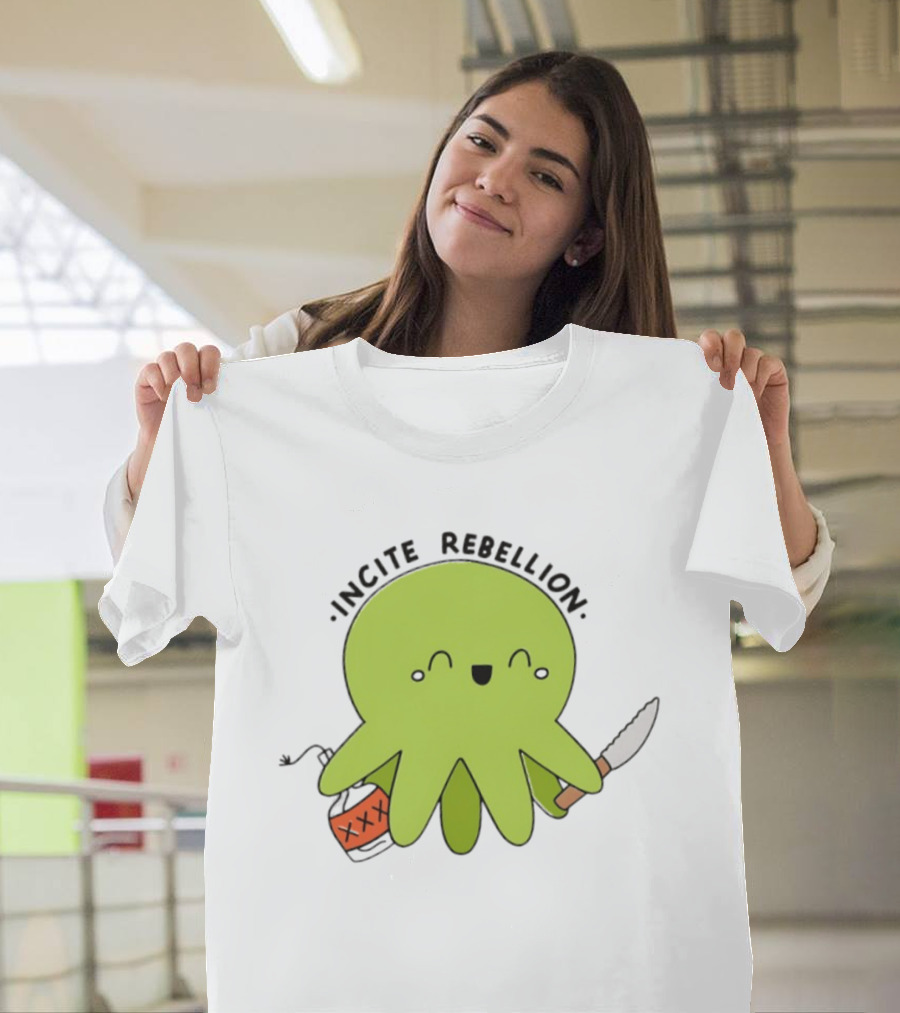 Incite Rebellion Octopus Knife Molotov Cocktail T-Shirt