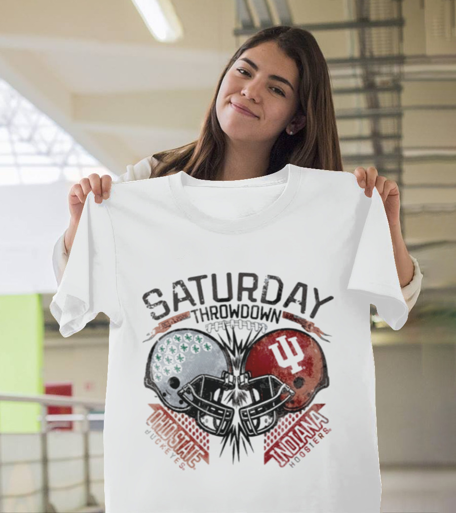 Indiana Hoosiers Ohio State Buckeyes Saturday Throwdown Football 2026 Helmets T-Shirt