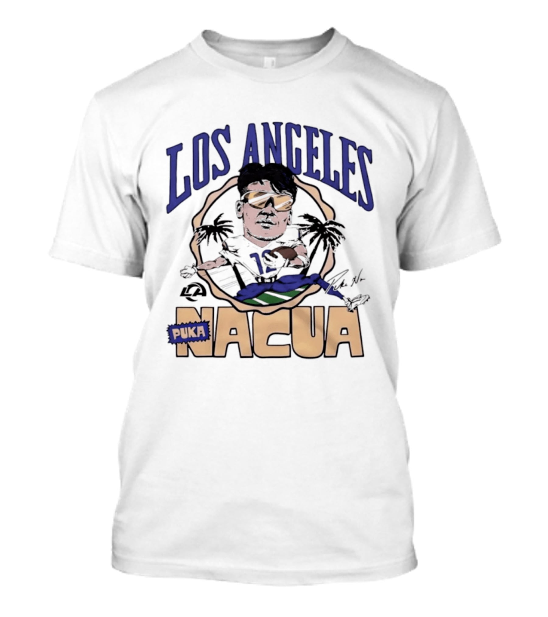 Los Angeles Rams Puka Nacua Player Caricature Football Fan T-Shirt
