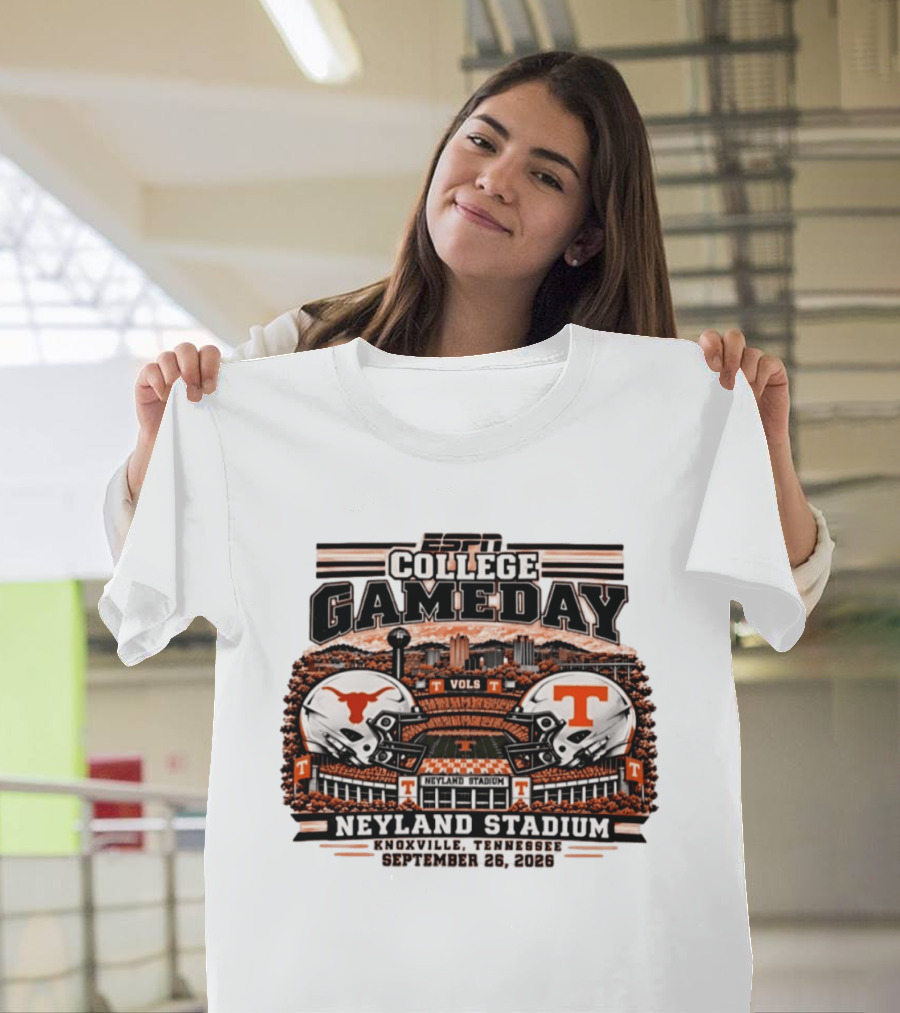 ESPN College GameDay Tennessee Volunteers Vs Texas Longhorns Neyland Stadium Knoxville September 26 2026 T-Shirt