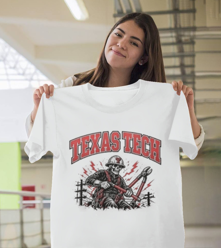Texas Tech Red Raiders Lineman Halloween 2026 Football Spooky Skeleton T-Shirt