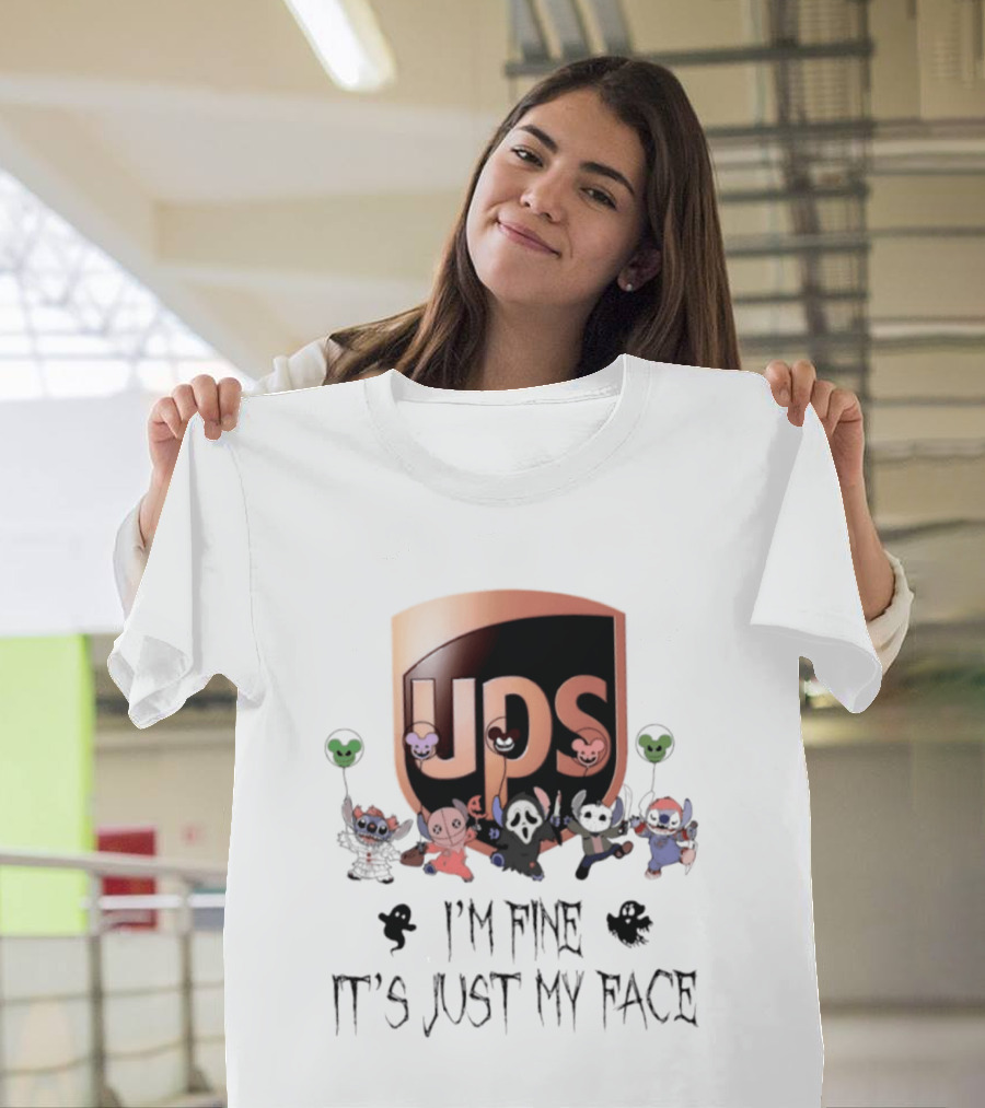 UPS X Stitch Halloween 2026 I'm Fine It's Just My Face T-Shirt