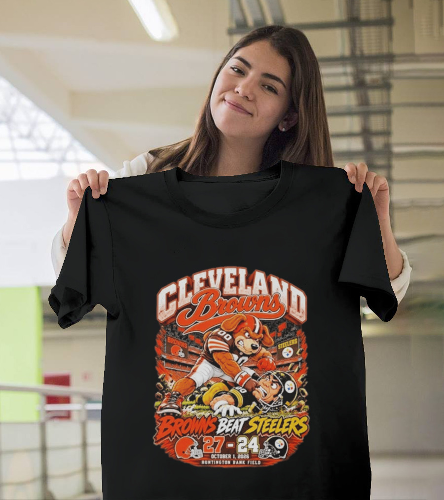 Cleveland Browns Beat Steelers 27 24 October 1 2026 Huntington Bank Field T-Shirt