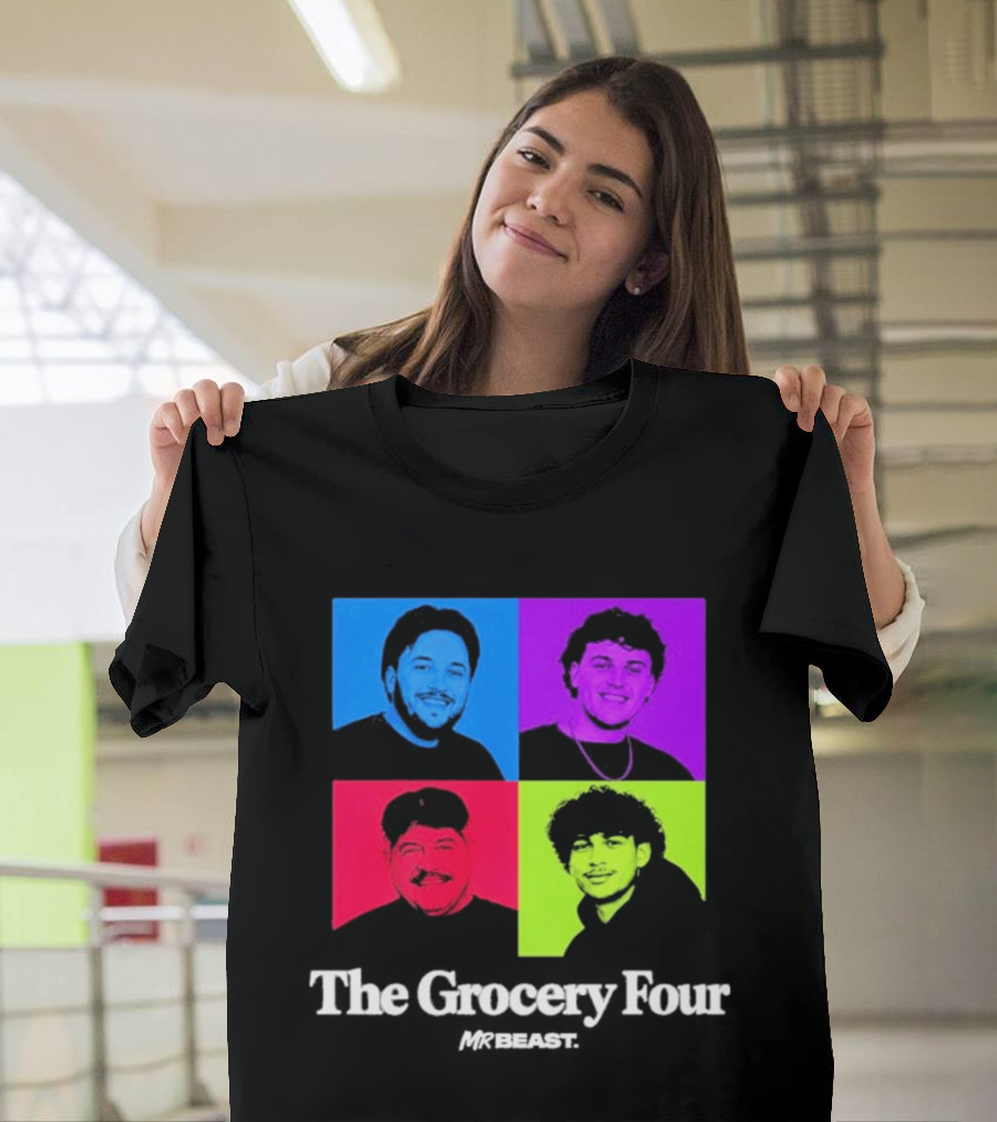 MrBeast Grocery Four Pop Art Style Colorful Portraits T-Shirt