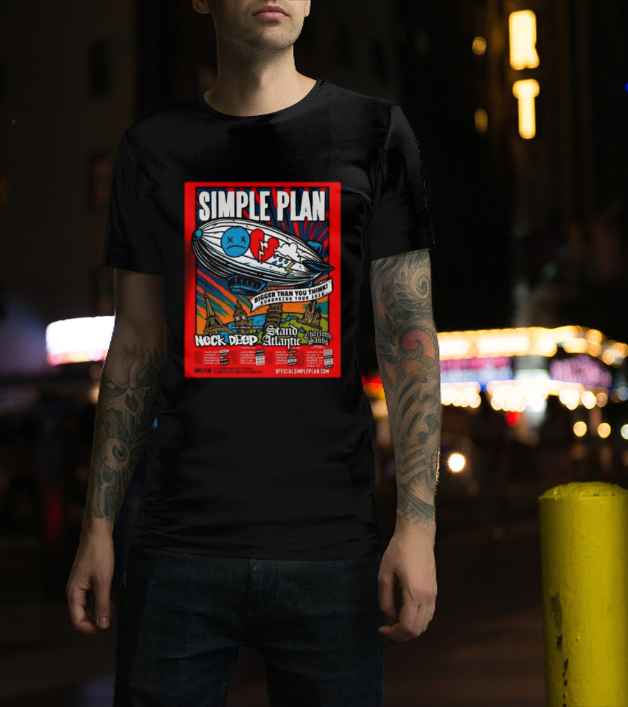 SIMPLE PLAN Bigger Than You Think Europe And UK Tour 2026 Featuring Neck Deep Stand Atlantic Charlotte Sands T-Shirt