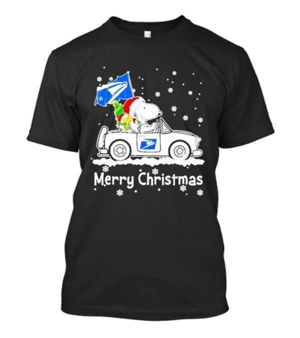 United States Postal Service Snoopy Woodstock Car Merry Christmas 2026 T-Shirt