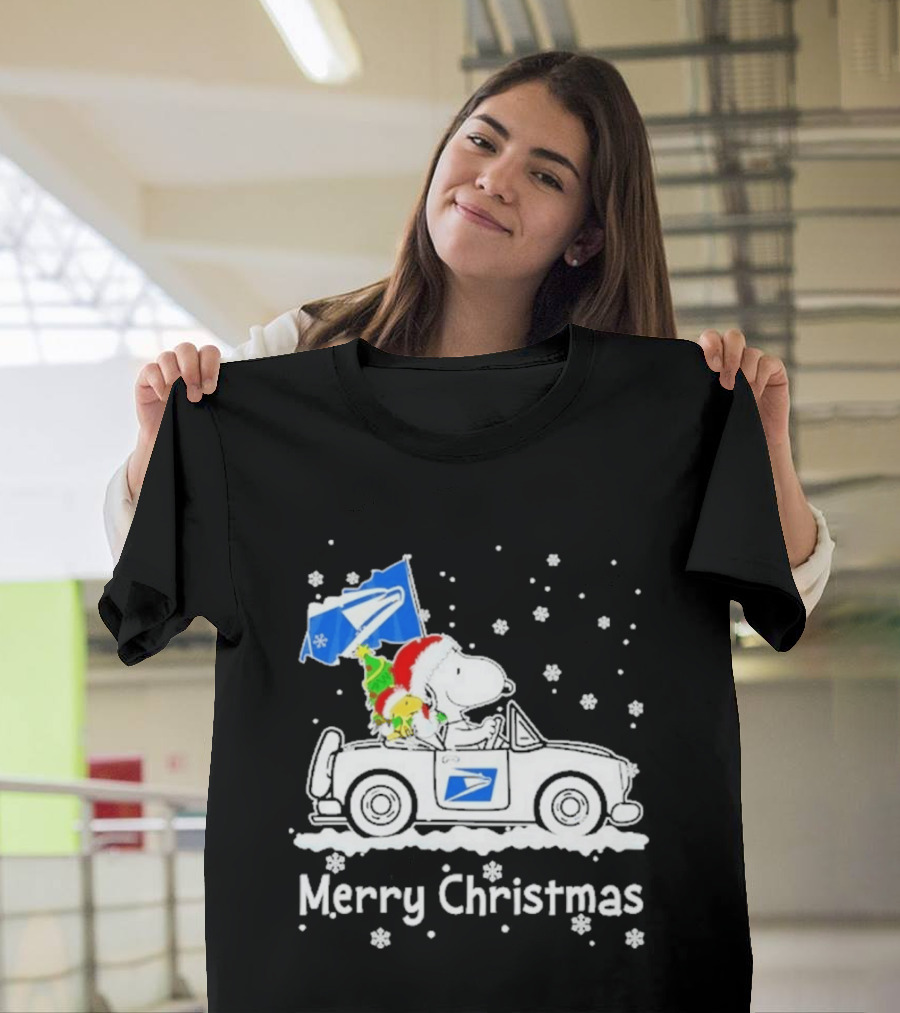 United States Postal Service Snoopy Woodstock Car Merry Christmas 2026 T-Shirt